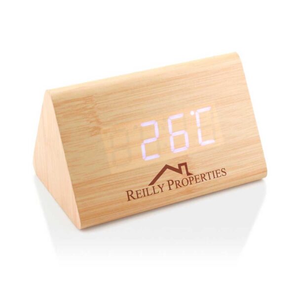 Branding Triangular Wooden Desk Clock