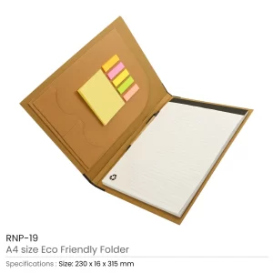 Eco-Friendly A4 Folders with Notepad Sticky Note Pen Card Slots Details